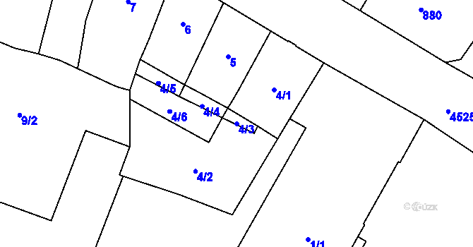Parcela st. 4/3 v KÚ Teplice, Katastrální mapa