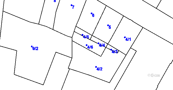 Parcela st. 4/6 v KÚ Teplice, Katastrální mapa
