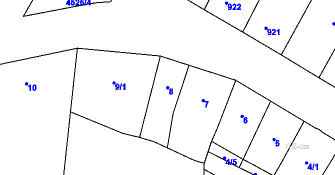 Parcela st. 8 v KÚ Teplice, Katastrální mapa