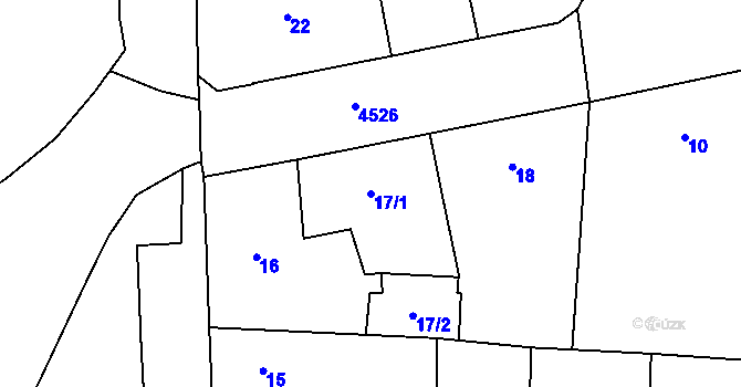 Parcela st. 17/1 v KÚ Teplice, Katastrální mapa