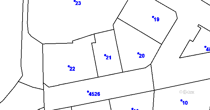 Parcela st. 21 v KÚ Teplice, Katastrální mapa