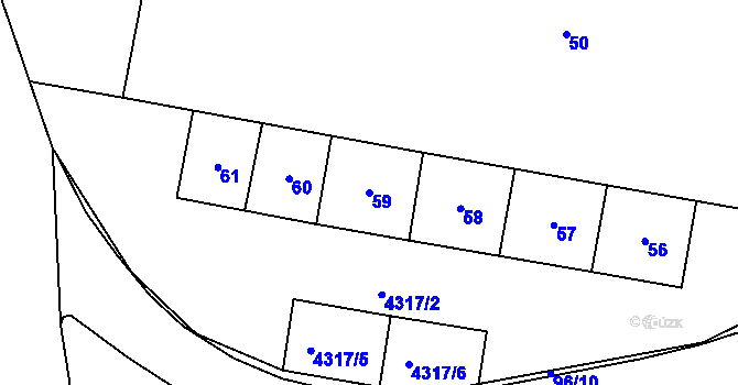 Parcela st. 59 v KÚ Teplice, Katastrální mapa