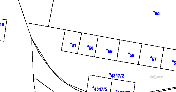 Parcela st. 60 v KÚ Teplice, Katastrální mapa