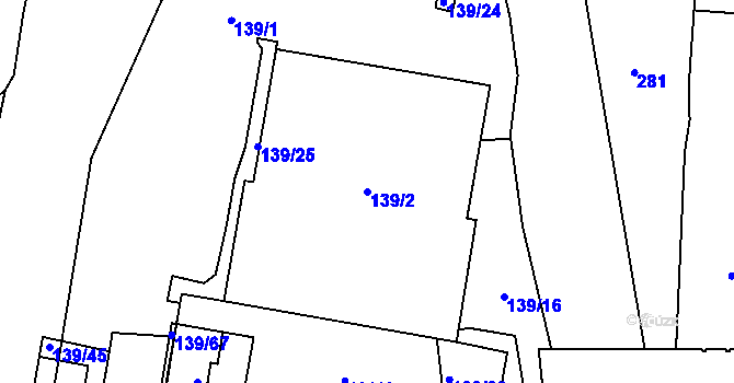 Parcela st. 139/2 v KÚ Teplice, Katastrální mapa