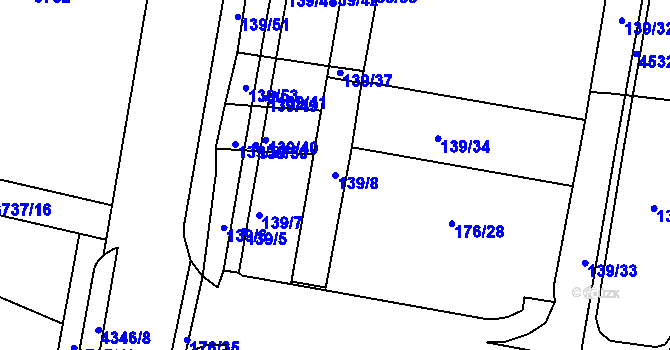 Parcela st. 139/8 v KÚ Teplice, Katastrální mapa