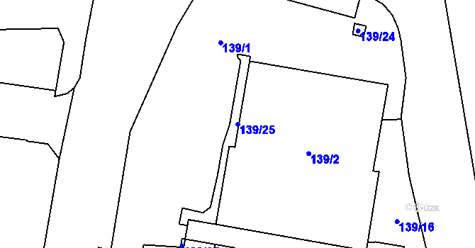 Parcela st. 139/25 v KÚ Teplice, Katastrální mapa