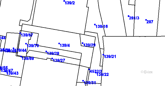 Parcela st. 139/29 v KÚ Teplice, Katastrální mapa
