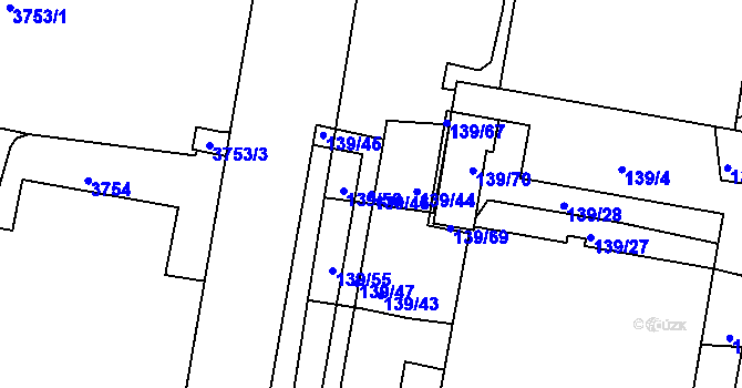 Parcela st. 139/46 v KÚ Teplice, Katastrální mapa