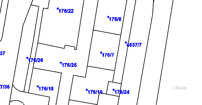 Parcela st. 176/7 v KÚ Teplice, Katastrální mapa