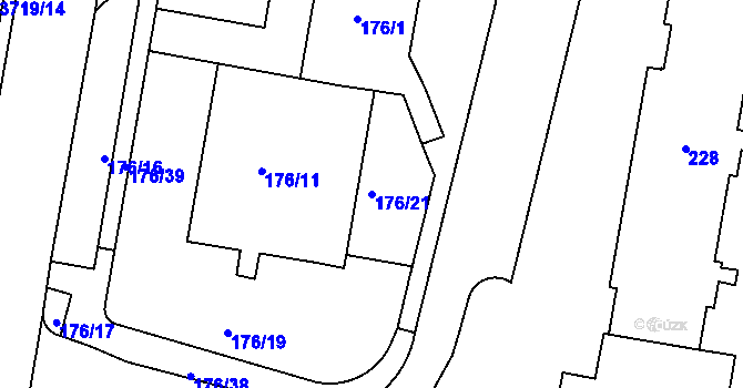 Parcela st. 176/21 v KÚ Teplice, Katastrální mapa