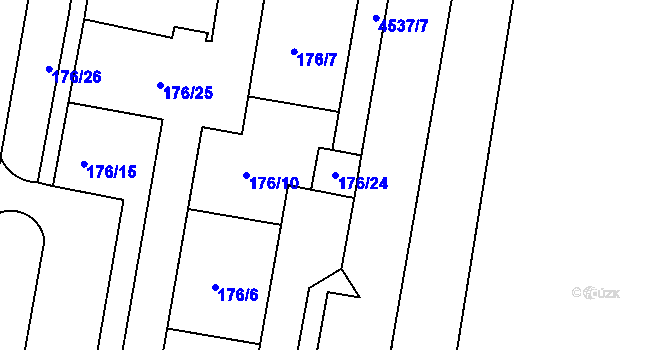 Parcela st. 176/24 v KÚ Teplice, Katastrální mapa