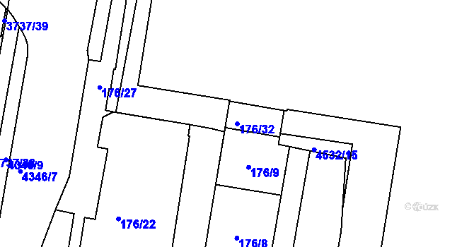 Parcela st. 176/32 v KÚ Teplice, Katastrální mapa