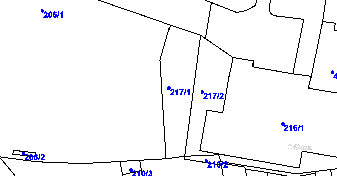 Parcela st. 217/1 v KÚ Teplice, Katastrální mapa