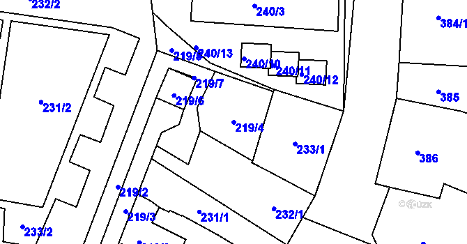Parcela st. 219/4 v KÚ Teplice, Katastrální mapa