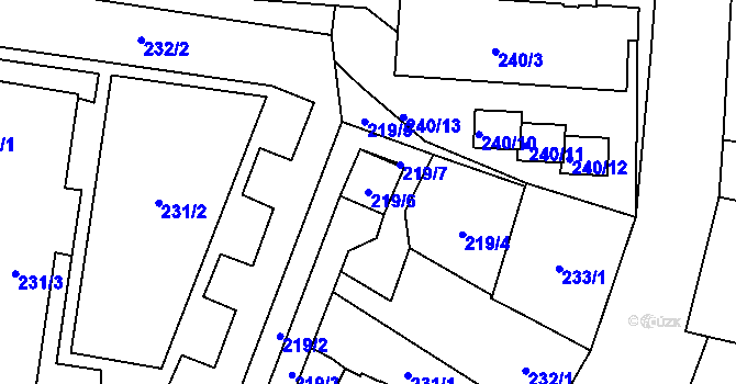 Parcela st. 219/6 v KÚ Teplice, Katastrální mapa