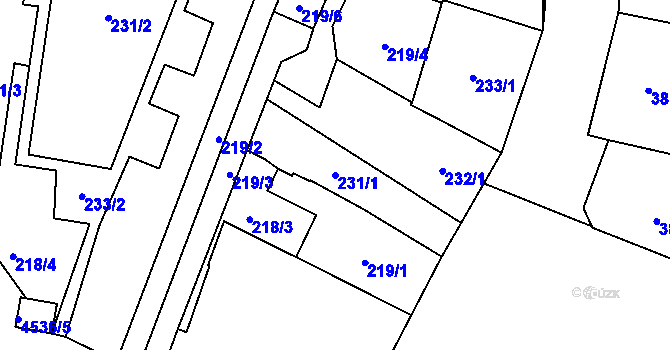 Parcela st. 231/1 v KÚ Teplice, Katastrální mapa