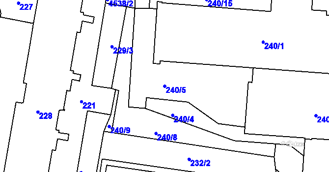 Parcela st. 240/5 v KÚ Teplice, Katastrální mapa