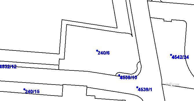 Parcela st. 240/6 v KÚ Teplice, Katastrální mapa