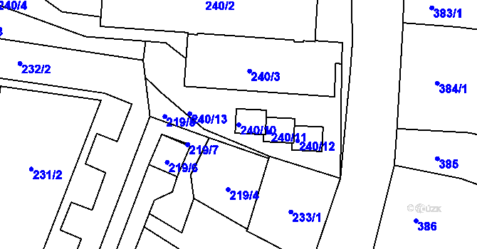 Parcela st. 240/10 v KÚ Teplice, Katastrální mapa