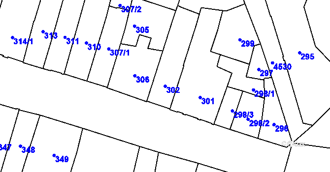 Parcela st. 302 v KÚ Teplice, Katastrální mapa