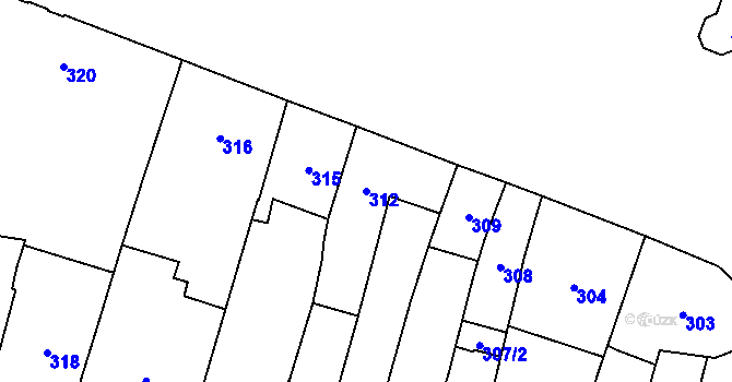 Parcela st. 312 v KÚ Teplice, Katastrální mapa