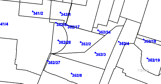 Parcela st. 352/2 v KÚ Teplice, Katastrální mapa