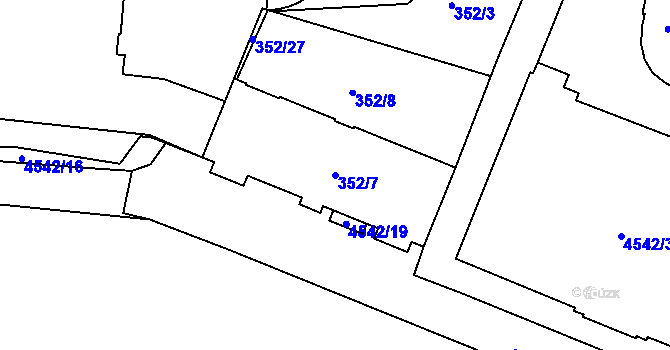 Parcela st. 352/7 v KÚ Teplice, Katastrální mapa