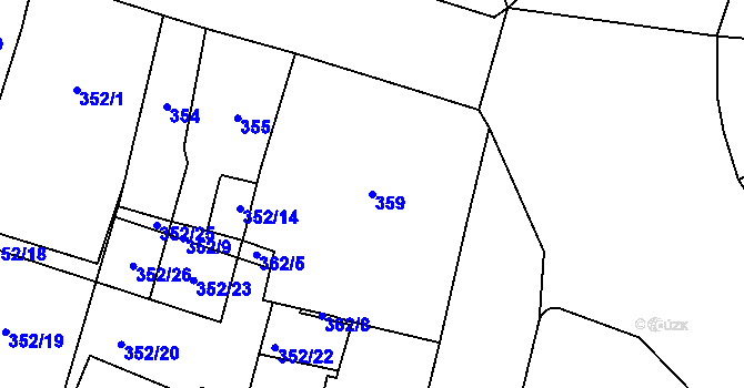 Parcela st. 359 v KÚ Teplice, Katastrální mapa