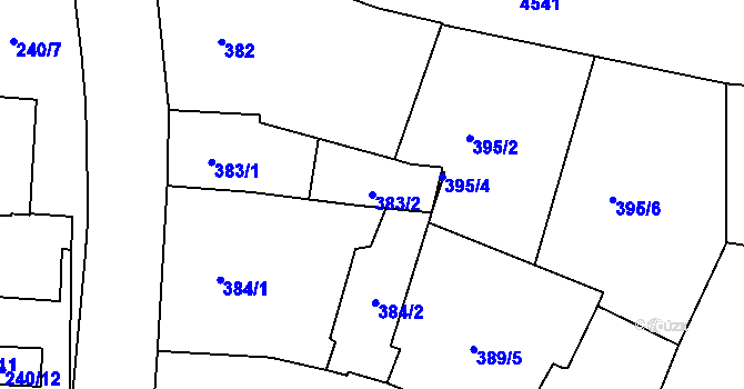 Parcela st. 383/2 v KÚ Teplice, Katastrální mapa