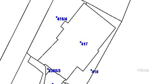 Parcela st. 417 v KÚ Teplice, Katastrální mapa