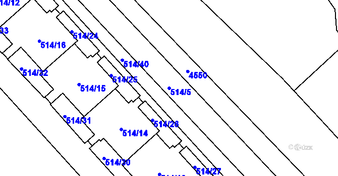 Parcela st. 514/5 v KÚ Teplice, Katastrální mapa