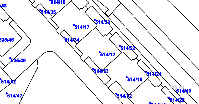 Parcela st. 514/12 v KÚ Teplice, Katastrální mapa