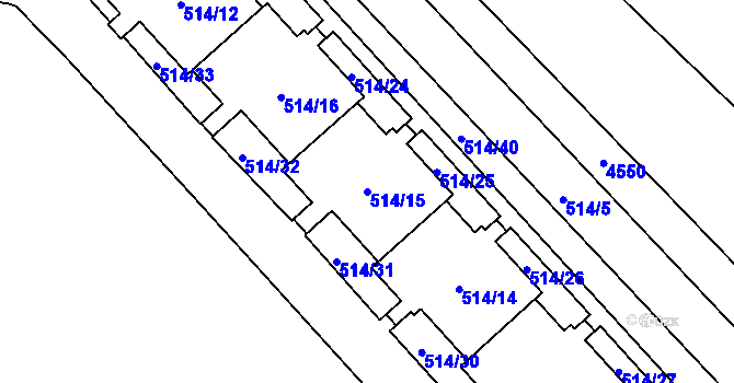 Parcela st. 514/15 v KÚ Teplice, Katastrální mapa