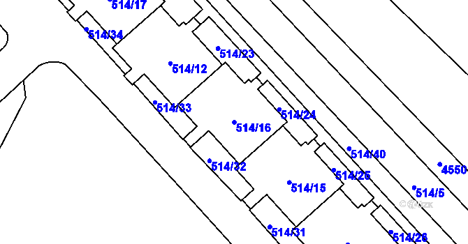 Parcela st. 514/16 v KÚ Teplice, Katastrální mapa