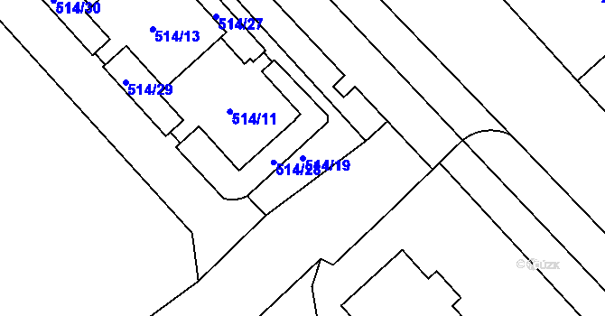 Parcela st. 514/19 v KÚ Teplice, Katastrální mapa