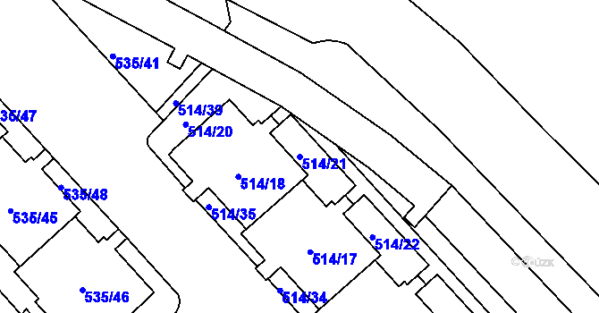 Parcela st. 514/21 v KÚ Teplice, Katastrální mapa