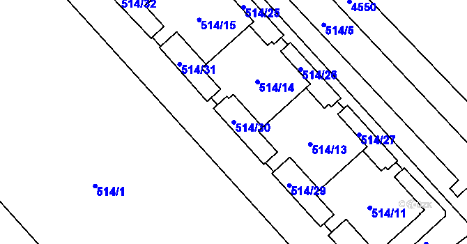 Parcela st. 514/30 v KÚ Teplice, Katastrální mapa
