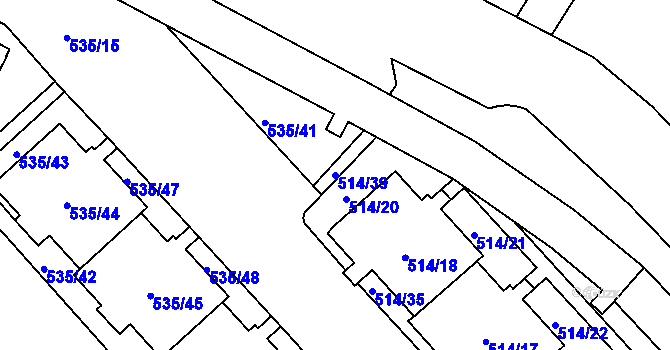 Parcela st. 514/39 v KÚ Teplice, Katastrální mapa