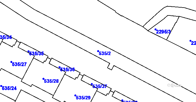 Parcela st. 535/2 v KÚ Teplice, Katastrální mapa