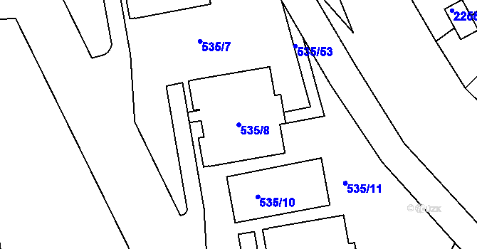 Parcela st. 535/8 v KÚ Teplice, Katastrální mapa