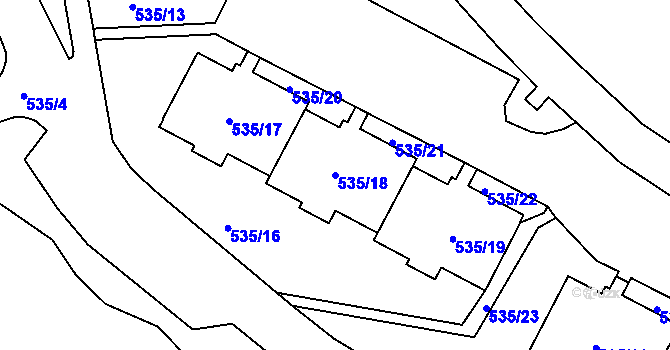 Parcela st. 535/18 v KÚ Teplice, Katastrální mapa