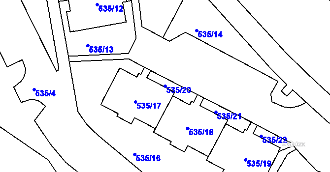 Parcela st. 535/20 v KÚ Teplice, Katastrální mapa