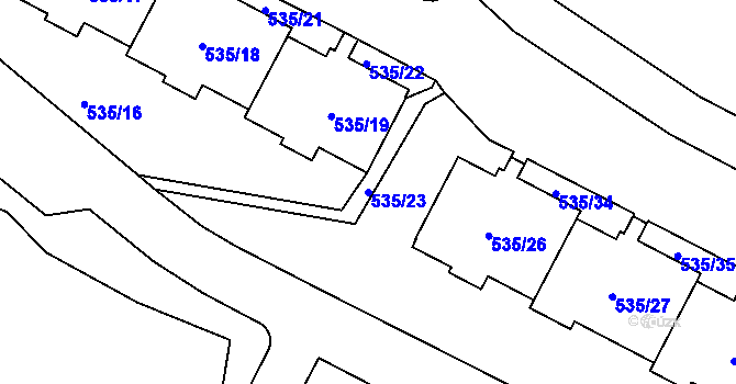 Parcela st. 535/23 v KÚ Teplice, Katastrální mapa
