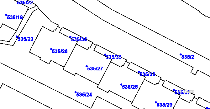 Parcela st. 535/35 v KÚ Teplice, Katastrální mapa