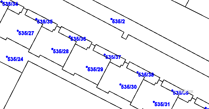 Parcela st. 535/37 v KÚ Teplice, Katastrální mapa