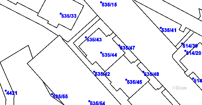 Parcela st. 535/44 v KÚ Teplice, Katastrální mapa