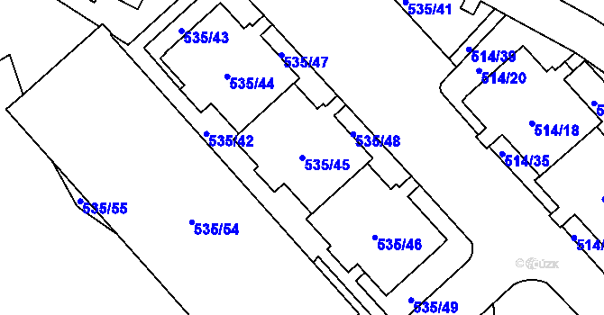 Parcela st. 535/45 v KÚ Teplice, Katastrální mapa