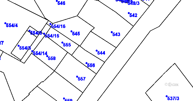 Parcela st. 544 v KÚ Teplice, Katastrální mapa