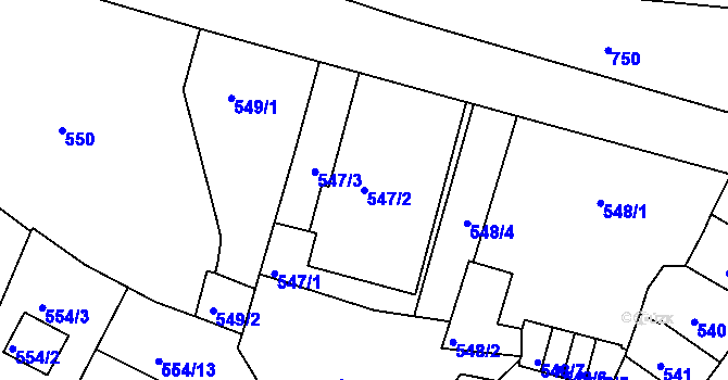 Parcela st. 547/2 v KÚ Teplice, Katastrální mapa