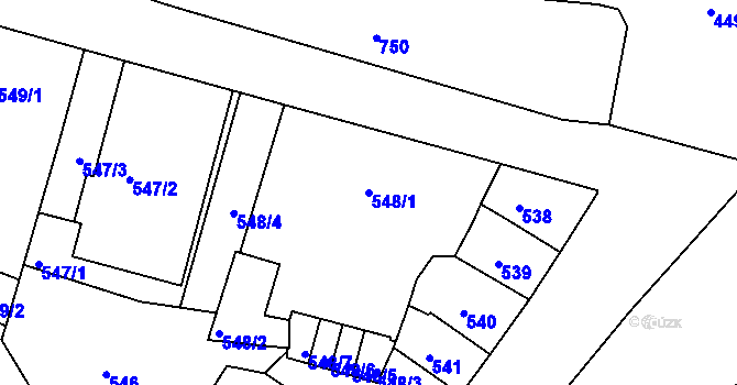 Parcela st. 548/1 v KÚ Teplice, Katastrální mapa